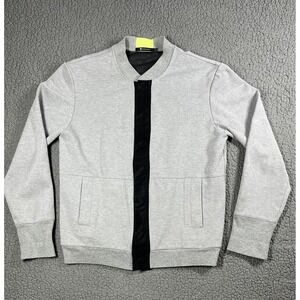 T by Alexander Wang Jacket Mens Small Gray Snap Front Mesh Lined Rib Knit